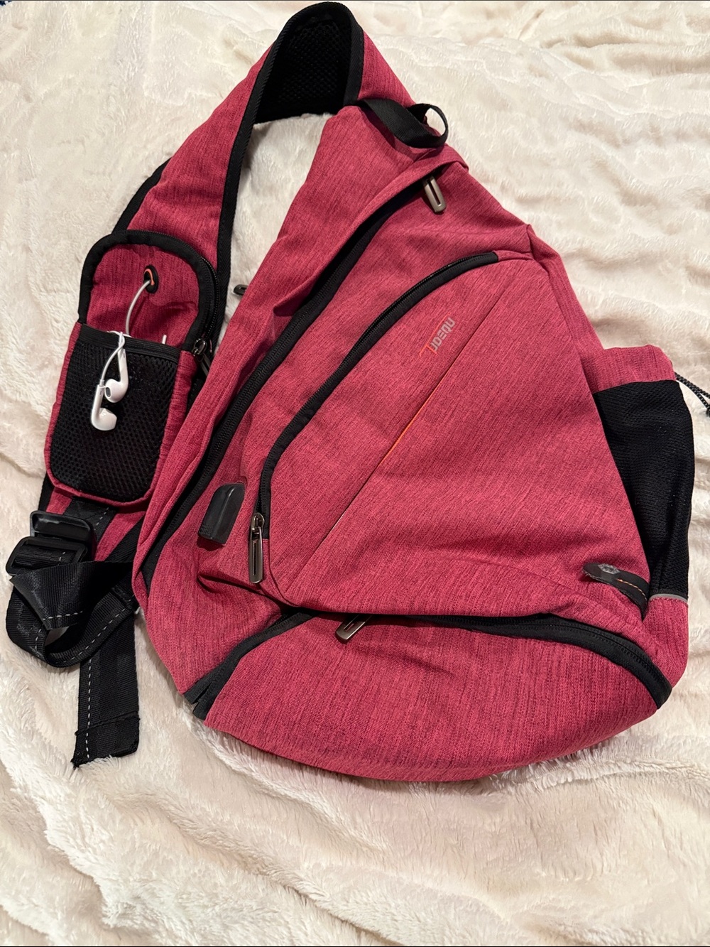 Women's Rose Colored Sling Backpack - Crossbody Daypack